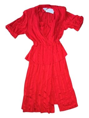 Vintage Betsys Things Vibrant Red Wrap Dress Size 9/10